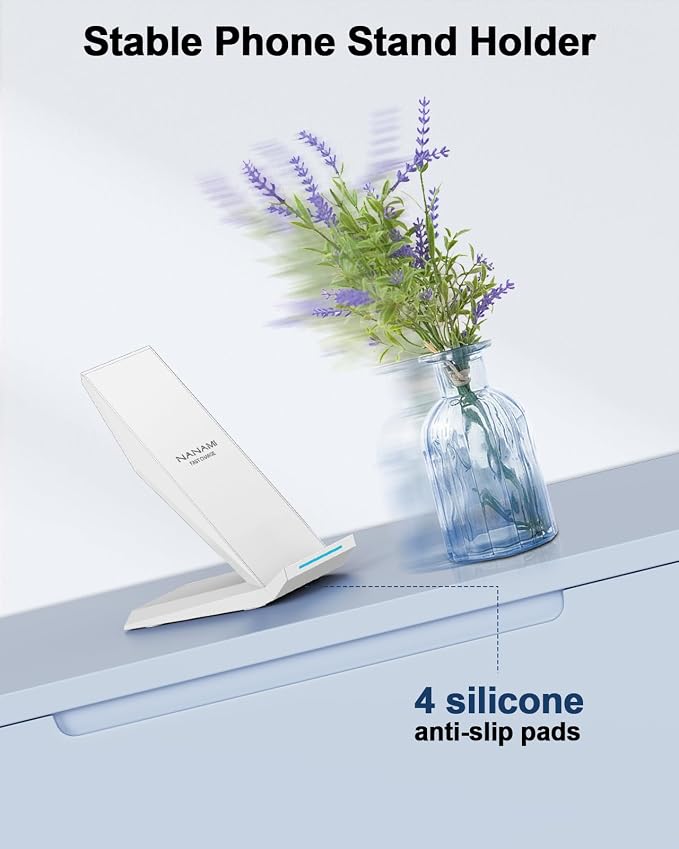 NANAMI Fast Wireless Charger - Charging Stand 7.5W Compatible with iPhone 17/17 Pro/17 Pro Max/16/15/14/13/12, 10W Phone Charger Dock for Samsung Galaxy S26/S26+/S25/S24/S24 Ultra//S23/S22/21