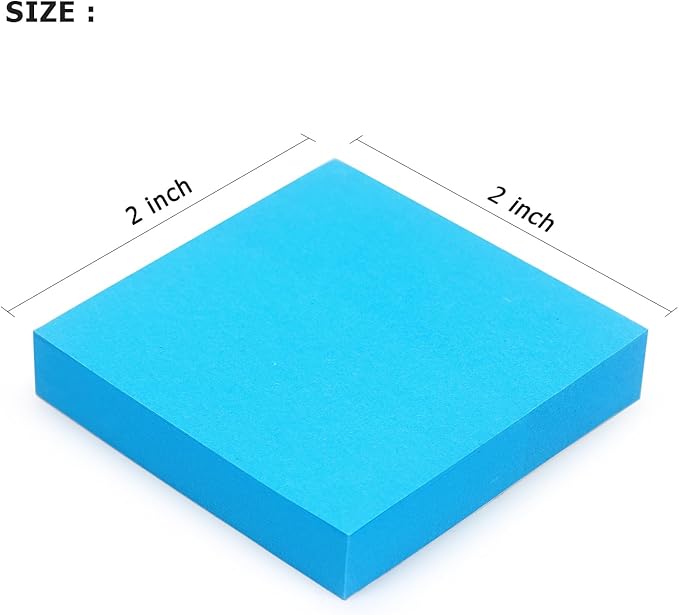 Sticky Notes 2x2 inch Bright Colors Self-Stick Pads 24 Pads/Pack 60 Sheets/Pad Total 1440 Sheets