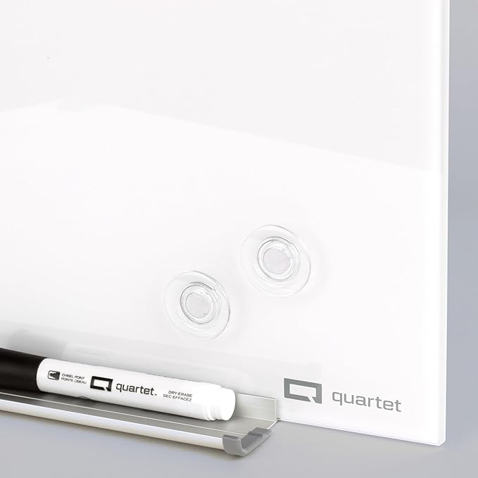 Quartet Strong Magnets for White Boards, Rare Earth Magnet for Glass Whiteboards, Clear, 6 Pack (85391)