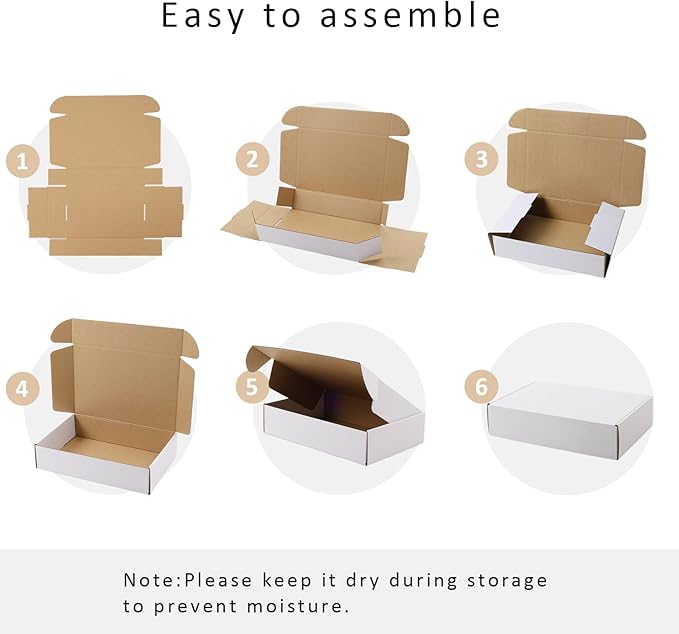 BIOBROWN 9x6x2" 25 Pack Corrugated Cardboard Boxes Small Shipping Box White | Packaging Small Business Mailer Mailing