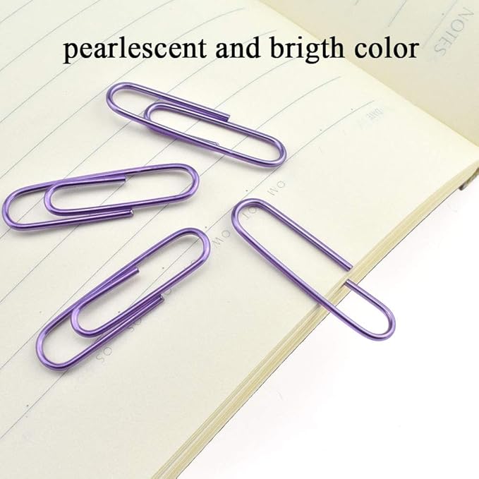 HAHIYO Paper Clips 1.3" (33mm) Length Purple Paperclips Vinyl Coated Prevent Scratching Tearing The Pages Sturdy for Bookmark Organize Home Office School 120 Pack
