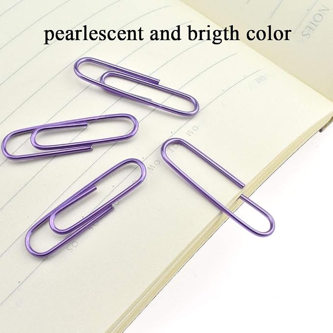 HAHIYO Paper Clips 1.3" (33mm) Length Purple Paperclips Vinyl Coated Prevent Scratching Tearing the Pages Sturdy for Bookmark Organize Home Office School 120 Pack