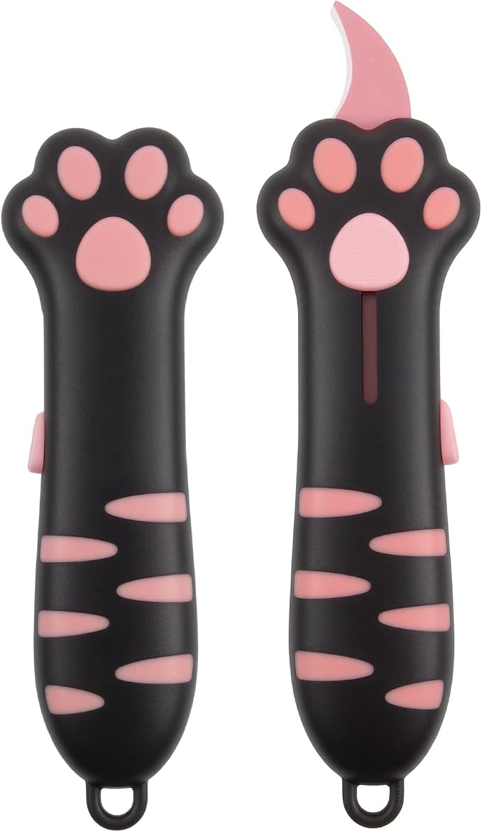 Cat Paw Box Cutter Cute Retractable Cat Box Cutter with Safety Lock