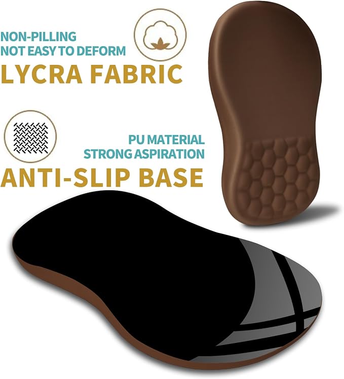 Hokafenle Ergonomic Mouse Pad Wrist Support with Massage Design, Wrist Rest Pain Relief Mousepad with Memory Foam&Non-Slip PU Base, Mouse Pads for Wireless Mouse & Desk (12x8 inch,Brown)