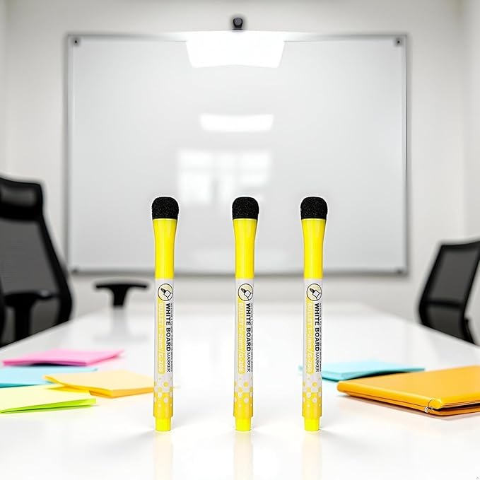 6Pcs Yellow Magnetic Whiteboard Pen Writing Drawing Erasable Board Marker Office Supplies Erasable Whiteboard Pen Dry Erase and Wet Erase Markers Mini Dry Erase Markers for Whiteboard
