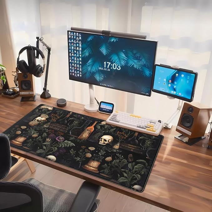 Vintage Aesthetics Desk Mat Black Academia Mystical Extended Desk Pad XL | XL Extended Large Gaming, Mouse Pad, Computer Laptop Keyboard and Mouse Mat, Desktop Protector Mat, 31.5 x 15.8 in 