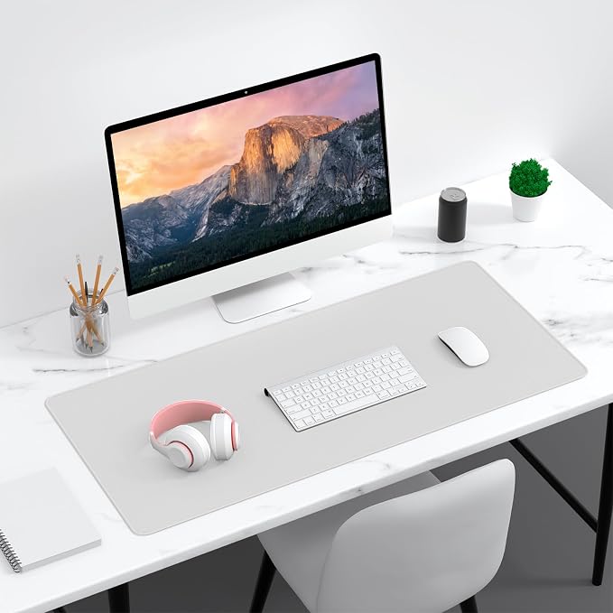 Dapesuom Large Gaming Mouse Pad, Extended Mouse Mat with Stitched Edges, Full Size Keyboard Pad with Non-Slip Base, Big XXL Computer Desk Mats for Gamer, Laptop, Office, 35.5 x 15.7in, Space Gray