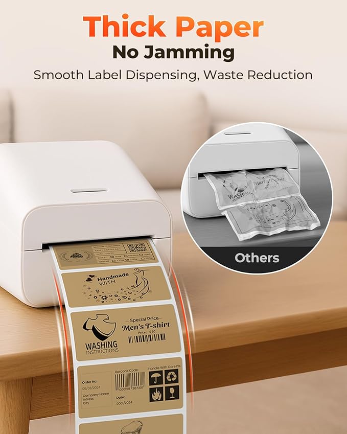 MUNBYN 4x2 Thermal Labels, 500 Sheets/1 Roll, Brown | Strong Adhesive & Perforated, Non BPA&BPS for Small Business, Barcode, Bakery, Inventory, Price Tag