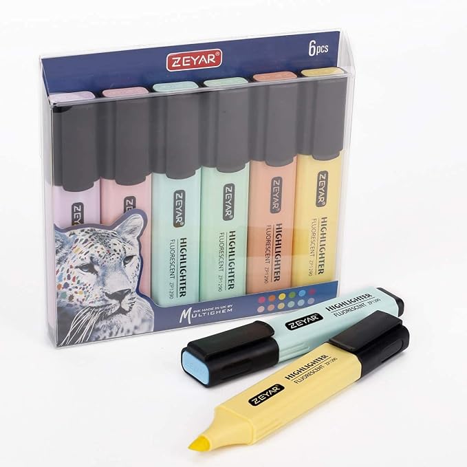 ZEYAR Highlighter, Macaron Colors Chisel Tip Marker Pen, AP Certified, Assorted Colors, Water Based, Quick Dry(2 Sets Macaron)