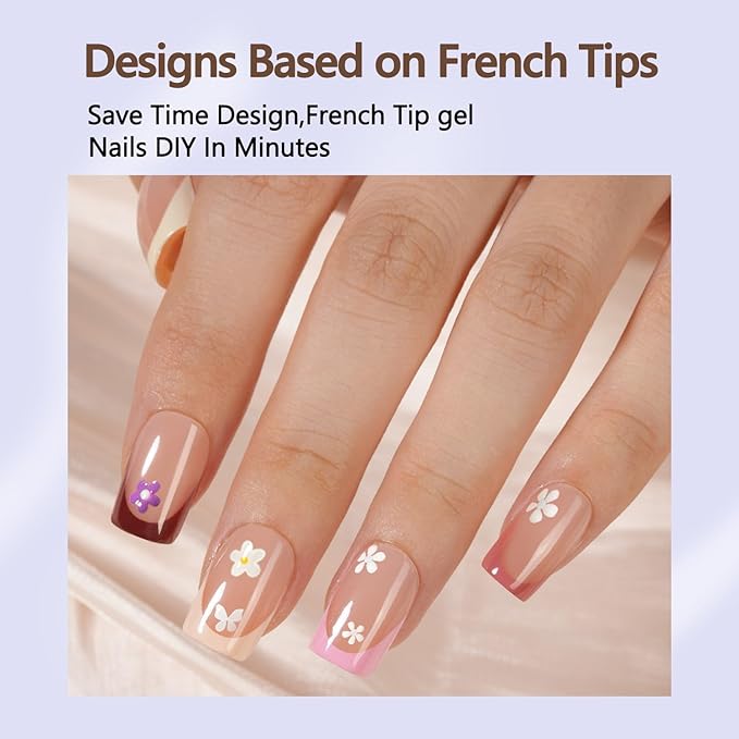 Misssix French Gel Press on Fake Nail Tips, Short Square, No Need to File, Pre-lasting for Nail Art DIY 16 Sizes Multicolor 160Pcs
