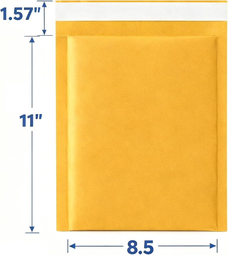 POLYSELLS #2 8.5x11 Kraft Bubble Mailers 25 Pack, Padded Envelopes for Clothing, T-Shirts & Apparel Shipping
