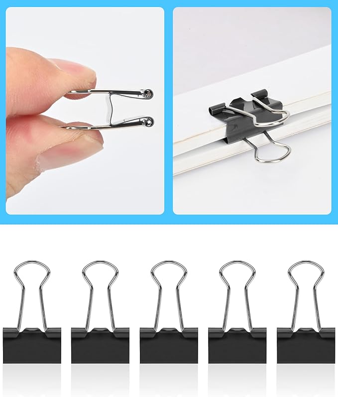 Binder Clips, 50 Pack, 0.75 in Small Paper Clips for Office, (Black)