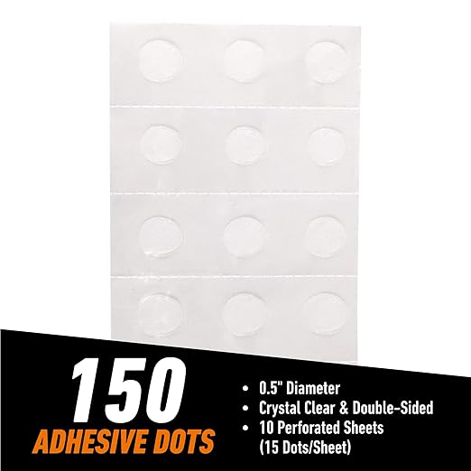 Gorilla Adhesive Dots, Double-Sided, Clear, 0.5" Diameter, 150 Pieces | No Mess, Photo Safe, Acid Free, Instant Hold, Ideal for Scrapbooking and Crafts