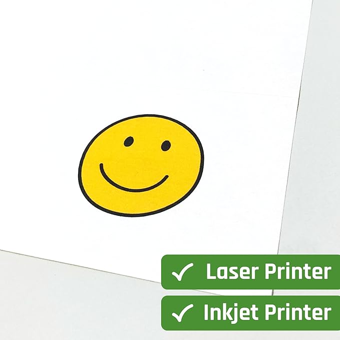 Sticker Paper for Printer, Printable Matte White Sticker - 30 Sheets | Laser/Inkjet Printing, 8.5" x 11"