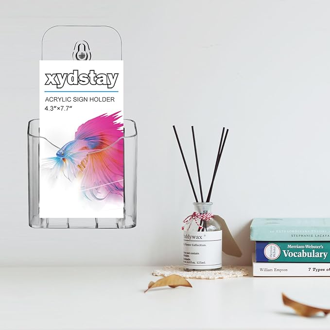 Acrylic Brochure Holder 4x9 Inches Slant Back Design, Clear Display Stand, Plastic Table Stand Sign, Pamphlet Flyer Display, 6 Pack
