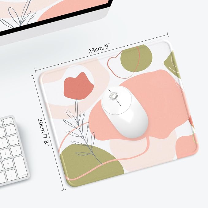 Mouse Pad with Stitched Edge, Multiple Patterns Computer Mouse Pads with Non-Slip Rubber Base, Washable Cloth Mousepad, for Gaming, Laptop, PC (Rose Bloom)