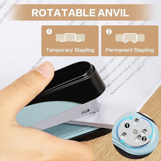 Deli Stapler Heavy Duty, 2000 Staples and Staple Remover, Blue | 50 Sheet Capacity, No Jam, Full Strip, Non-Slip Office Stapler with Staples for Office, Classroom
