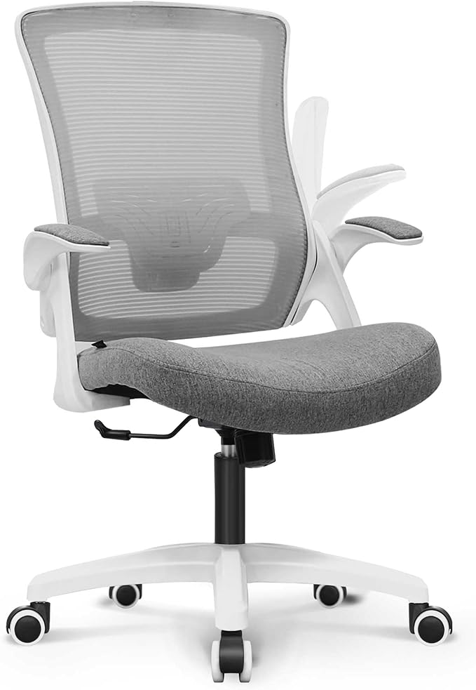 NEO CHAIR Office Desk Chair High Back Mesh Chair Adjustable Lumbar, Grey | Ergonomic High-Back Design with Breathable Mesh, Flip-Up Armrests, Comfortable Support for Home office or Computer Work