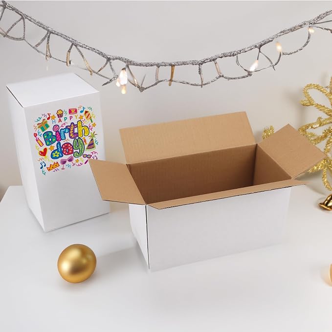 Hoikwo 11x6x6 Shipping Boxes Set of 25, White Corrugated Cardboard Box for Small Business for Packaging Mailing