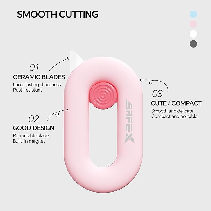 Ceramic Box Cutter, Box Cutter Retractable, Pink, Mini, keychain, Safety, Cute, Magnetic Package Opener, Box Opener Cutter for Daily Online Shopping/Kitchen/Office/Baby Beauty Gift Unpacking