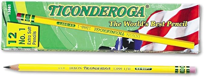 Ticonderoga Yellow Pencil, No.1 Extra Soft Lead, Dozen DIX13881 (2-Pack)