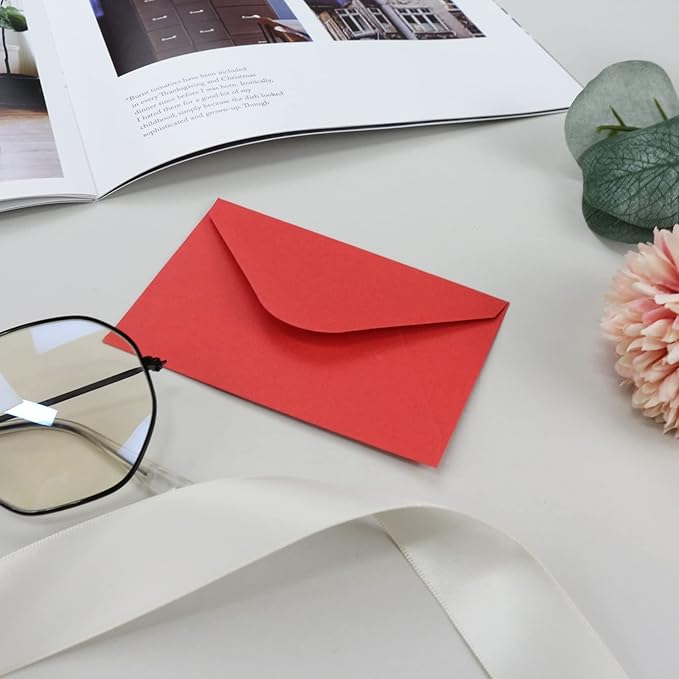 150 Packs of Gift Card Envelopes, Black Mini Envelopes, Gift Card Holder, Business Card Envelopes (4"x2.75") (Red)