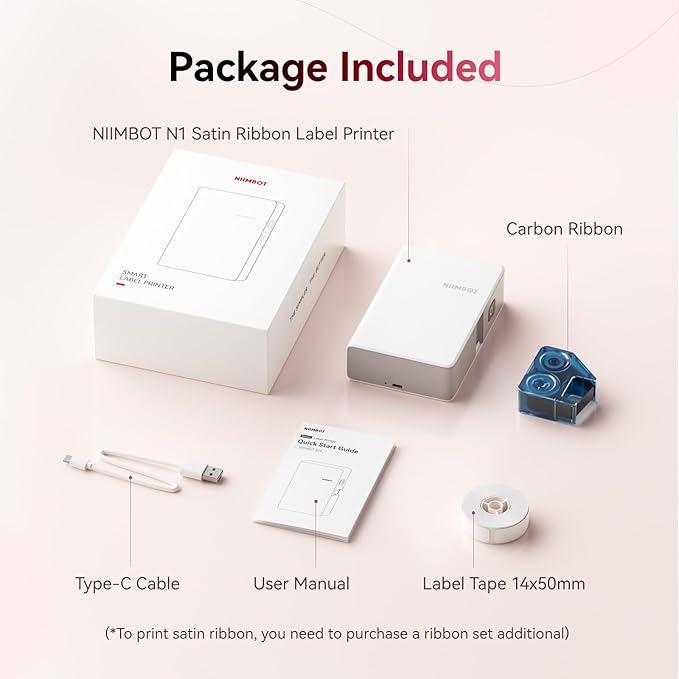NIIMBOT N1 Ribbon & Tape Printer, Portable Label Maker Machine with Tape, Bluetooth Thermal Transfer Label Printer with Multiple Templates for Gift Wrapping, Wedding, Craft Work, Home Organization