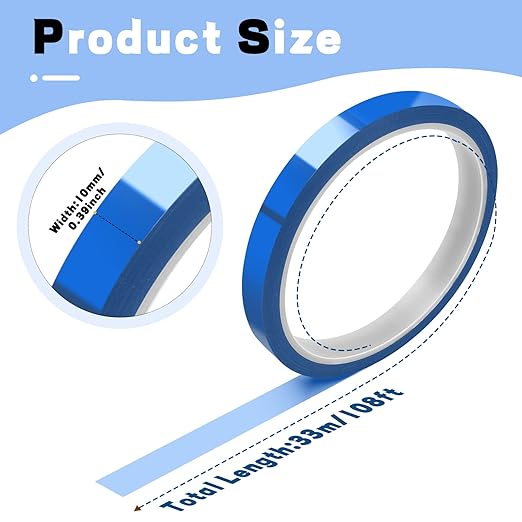 HTVRONT Heat Tape for Sublimation - Resistant 2 Rolls 20mm x 33m Tape, No Residue Transfer Blanks Tumblers Mugs Fabrics Press Thermal Blue
