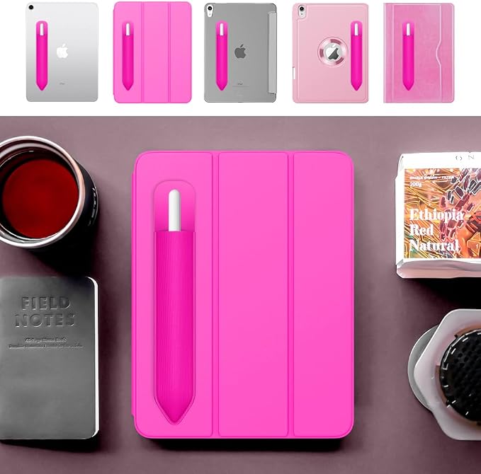 MoKo Adhesive Pencil Case Holder Sticker for Apple Pencil, Pitaya Red | Elastic Pencil Pocket Pouch, Adhesive Sleeve, Attached to iPad Case, For Pro/USB-C/1st/2nd Gen and Similarly Stylus Pens