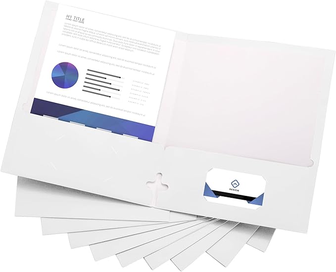 10 Pack Two Pocket Folders, White, Strong Thick Paper Folders, for Letter Size, by ACTIVITYya