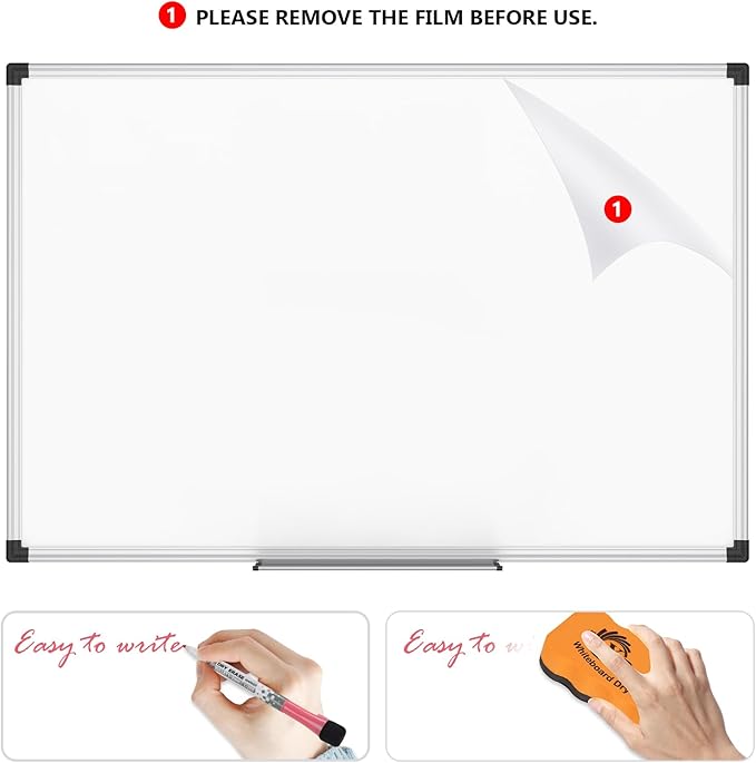XBoard Magnetic Dry Erase Whiteboard 24 x 18 Inches | Double Sided White Board for Wall, Silver Aluminum Frame Presentation Board for Home Office School
