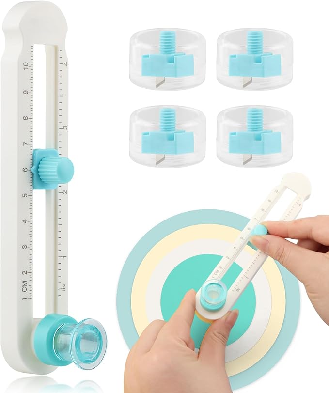 Circle Cutter, Adjustable Any Size 2-20CM DIY Circle Paper Cutter with 4PCS Replacement Blades for Crafts, Come with Bottom Blade Guard, Easy Operation and Smooth Cutting