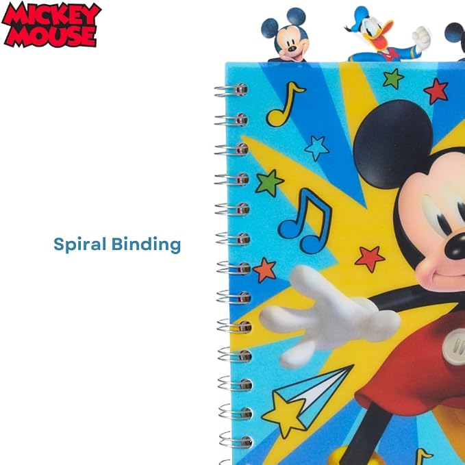 Innovative Designs Disney Mickey Mouse Journal Notebook, Spiral Bound, 96 Lined Pages, 8 x 7 inches, Blue