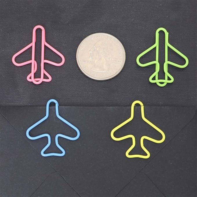 OWLFAVO 120pcs Airplane Shape Paper Clips with Storage Box, 12 Colors, Funny Cute Paperclips Bookmarks Planner Clips for Fun Office Supplies College Gifts Wedding Decoration