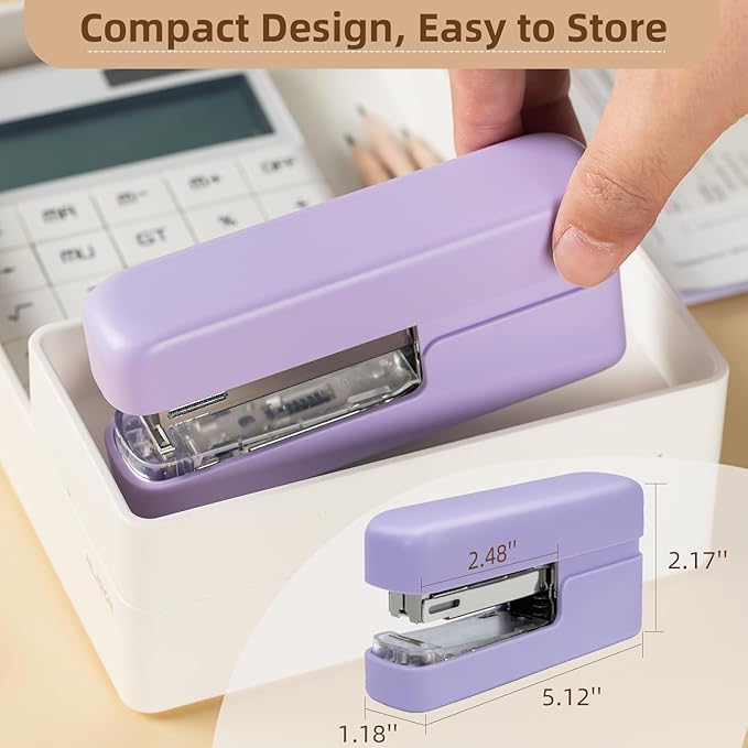 deli Stapler, 45 Sheet Capacity, Purple | Desktop Staplers with Integrated Staple Remover, Office Stapler