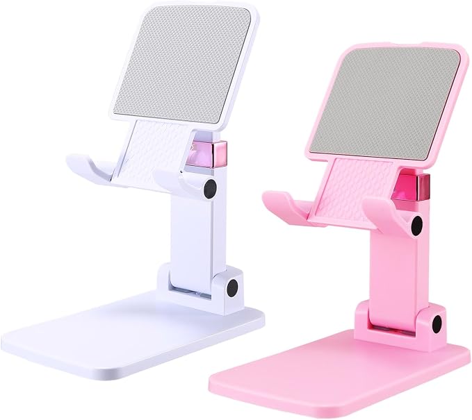 Cell Phone Stand Cute Mobile Holder For iPhone Desk Office Accessories | for thick cases; Under 12" Tablets, e-readers; Folds flat; Anti-slip; Weighted base