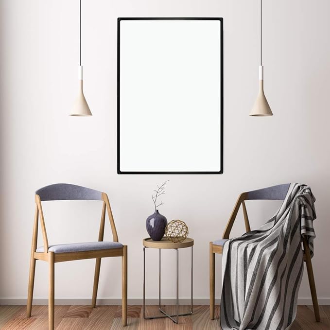Magnetic White Board, Dry Erase Board 36 x 24 Inch | Black Aluminum Frame Wall Mounted Board for Office Home and School