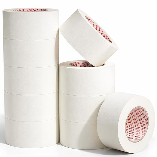 SWRT Masking Tape 2 Inch x 55 Yards, Masking Tape Bulk 10 Rolls (550 Yards Total), White Masking Tape for Painting, General Purpose with Strong Adhesion & Clean Removal