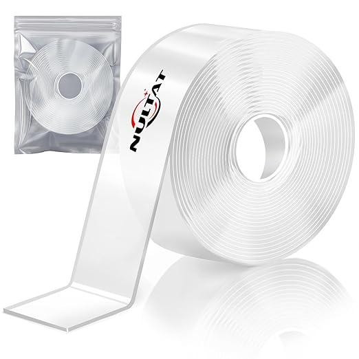 16.5FT Double Sided Tape Heavy Duty, 1.18" x 120" Strong Nano Double Stick Tape, Removable, Washable, Reusable Adhesive Tapes for Wall, Clear Multipurpose Adhesive Mounting Tape (16.5FT)