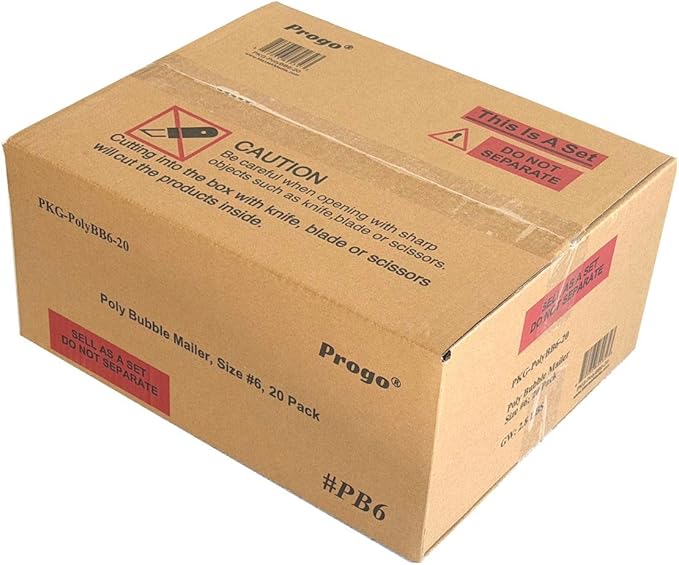 20 ct #6 Large Poly Bubble Mailers 12.5x18 Inch Bubble Lined Cushioned Poly Mailer. Tear-proof, Water-resistant and Postage-saving Lightweight Shipping Padded Envelopes/Bags.