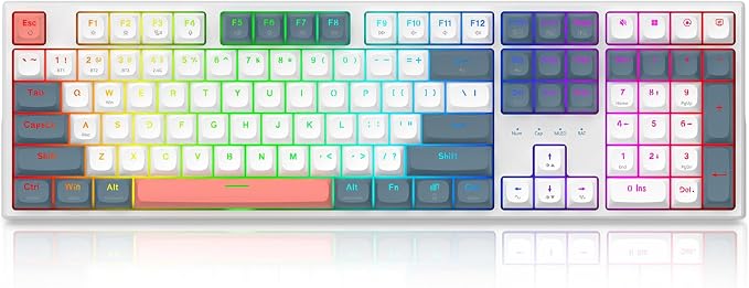 Redragon K668 PRO Wireless 108-Key Gasket RGB Gaming Keyboard, 4 Hotkeys | Extra Shortcut Keys, 0-Delay Tri-Mode, Cushioned Noise Dampening for Creamy Thocky Sound, Unfaded PBT Keycaps, PRO Software