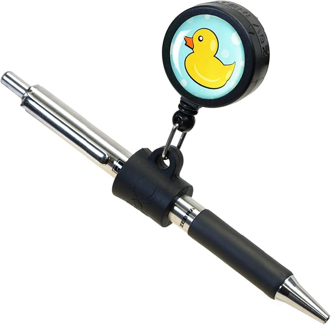 Better Labz EZ PEN Retractable Pen Reel for Nurses, Teachers, Waitresses, Carpenters, Construction Workers, Contractors & Pros (Non-stop Duck)