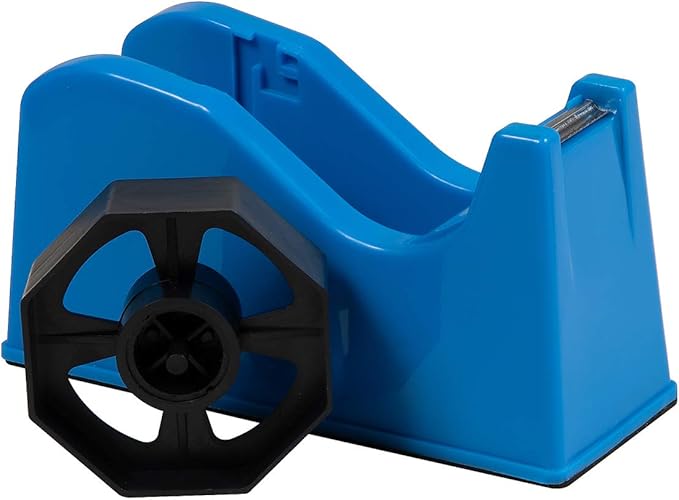 IHOMECOOKER Desktop Tape Dispenser Adhesive Roll Holder (Fits 1" & 3" Core) with Weighted Nonskid Blue
