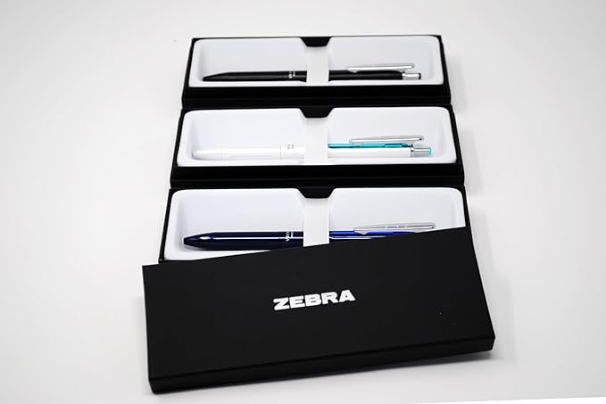 Zebra Pen SARASA Grand Retractable Gel Pen Gift Set, White/Black/Navy Brass Barrel, .7mm Medium Point, Rapid Dry Black Ink, Ideal for the Left Handed, Elimates Smudging and Smearing in Seconds (45373)