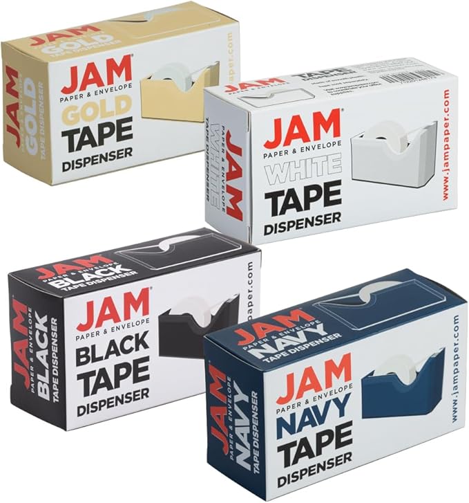 JAM PAPER Colorful Desk Tape Dispensers - Assorted Business Colors - 4/Pack