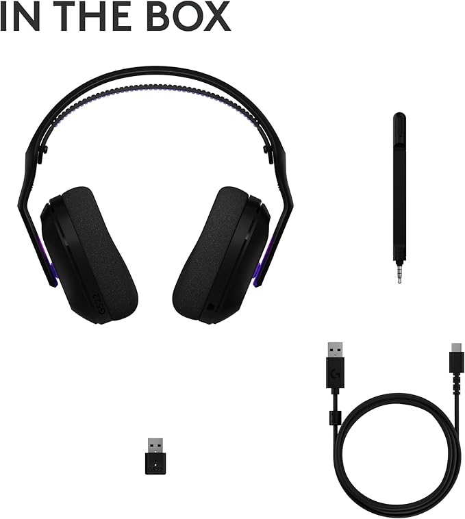 Logitech G522 Lightspeed Wireless Gaming Headset, Full-Band Mic, Advanced Audio, Tri-Connect (Lightspeed, Bluetooth, USB A to C), LIGHTSYNC RGB, for PC & Nintendo Switch/Switch 2 – Black
