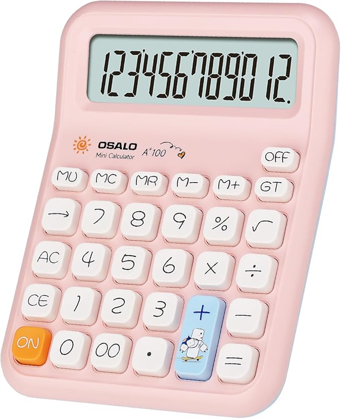Pendancy Pink Calculator for Kids, Cute Small Calculators Basic Function | Cute Desktop Basic Calculator, Pocket Size, Large Display, Operation Symbols, GT/MU and Memory