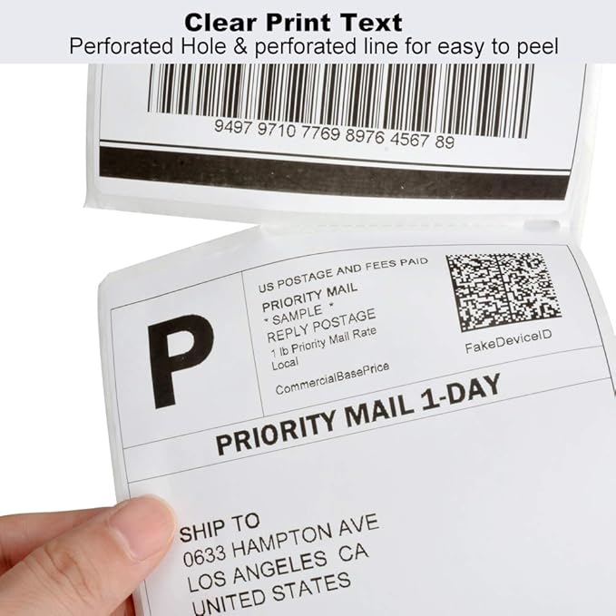4 x 6 Direct Thermal Labels Compatible with Dymo LabelWriter 4XL 1744907 1755120 4x6 Internet Postage Labels,Thermal Shipping Labels 4x6 (220 Labels/Roll, 880 Labels)