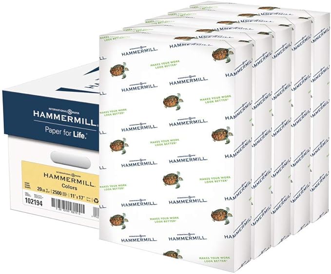 Hammermill Colored Paper, 20 lb Ivory Printer Paper, 11 x 17 - Made in the USA, Pastel Paper, 102194C - 5 Ream (2,500 Sheets)