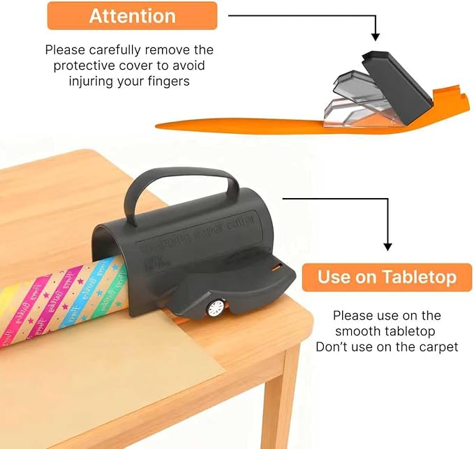 PERFYCUT Wrapping Paper Cutter with 3 Replaceable Blade Sets for Birthday Paper Gift Wrapping Paper Roll Cutter and Christmas Wrapping Paper Cutter Tool Tube Holder Slidding Slicing.